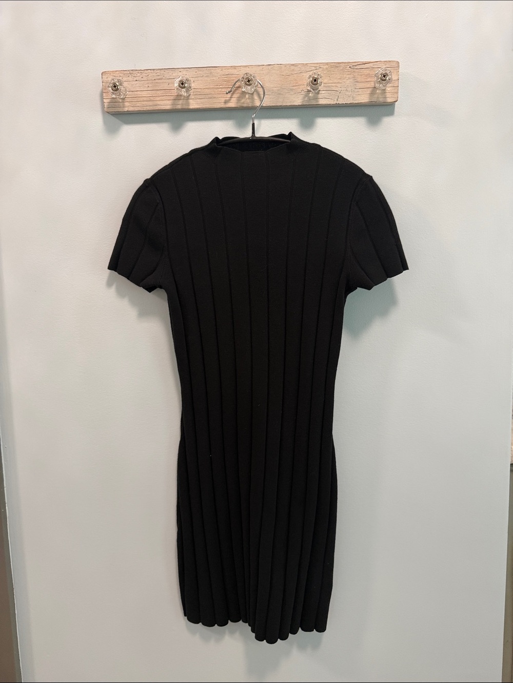 RVCA Black Ribbed Short-Sleeve Mini Dress
